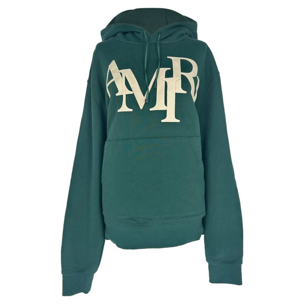 Amiri Logo-Applique Hoodie in Green Cotton